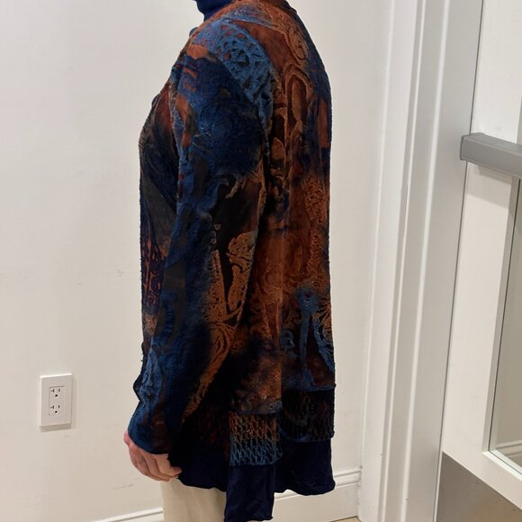 Kamana burnout tie-dye multi-layered V-neck sweater, L - Picture 10 of 10